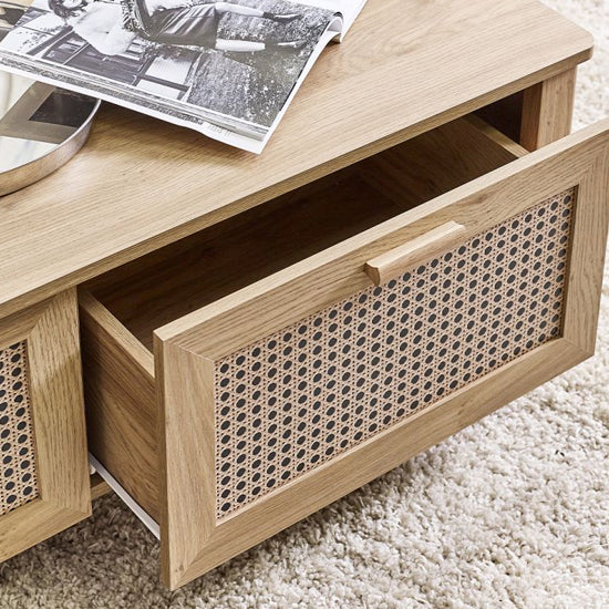 Sydney Wooden Coffee Table With 2 Drawers In Oak