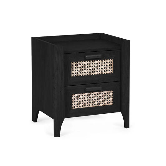 Sydney Wooden Bedside Cabinet With 2 Drawers In Black Ash