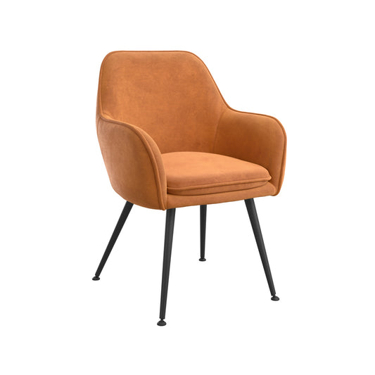 Tara Burnt Rust Velvet Fabric Dining Chairs With Matte Black Legs In Pair