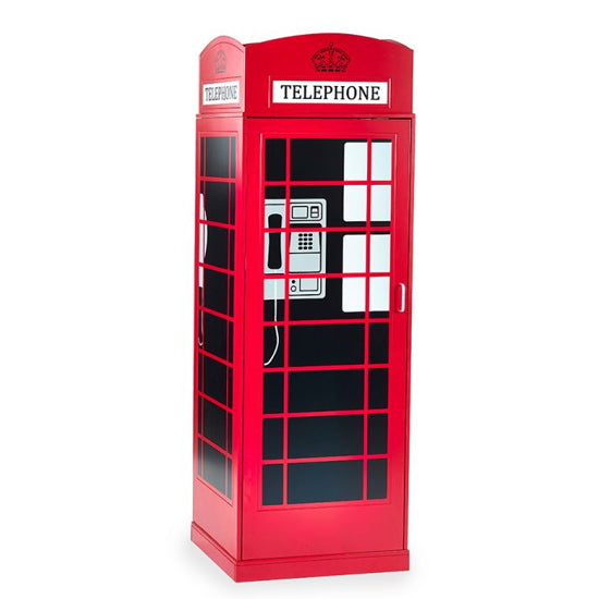 Telephone Box Wooden Wardrobe With 1 Door In Red