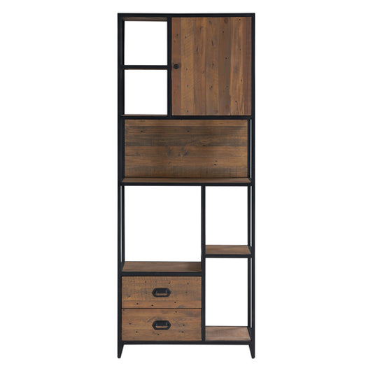 Ooki Wooden Tall Large Open Bookcase In Oak