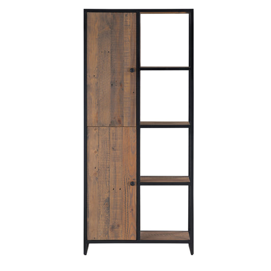 Ooki Wooden Tall Large Bookcase With 2 Doors In Oak