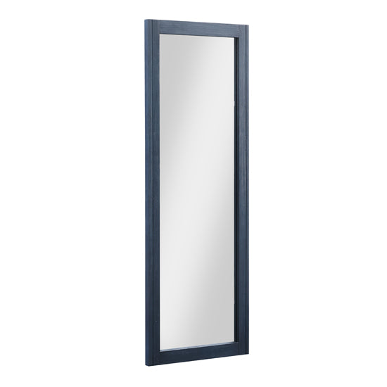 Splash Extra Long Wall Mirror In Blue Wooden Frame