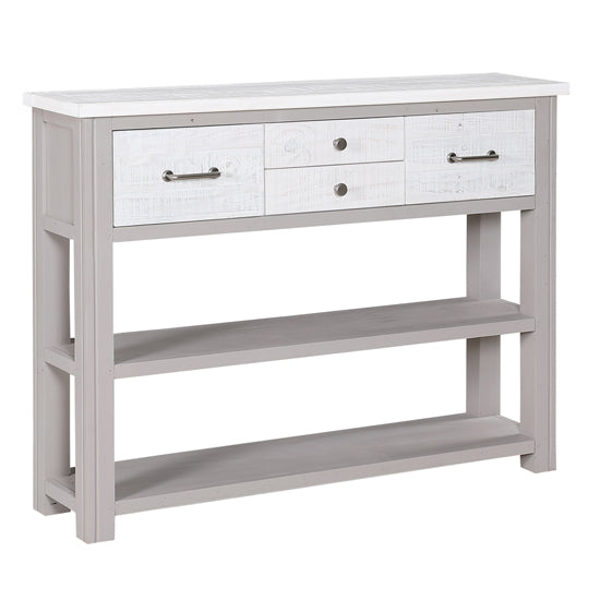 GreyStone Wooden Console Table With 4 Drawers In Grey