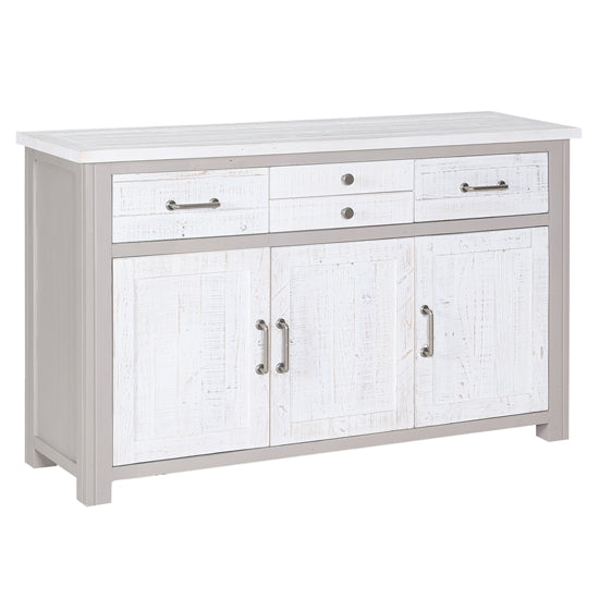 GreyStone Wooden Sideboard With 3 Doors And 4 Drawers In Grey