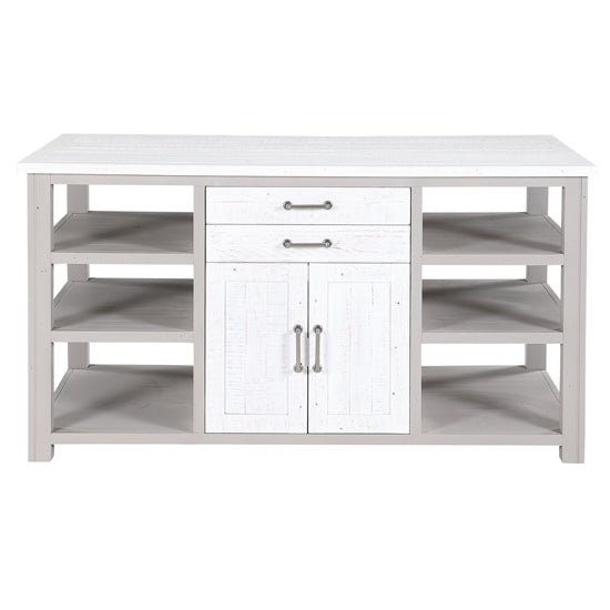 GreyStone Wooden Kitchen Island With 2 Doors And 2 Drawers In Grey