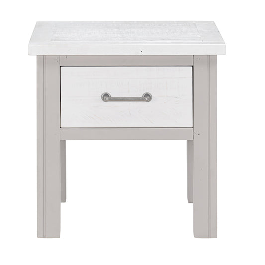 GreyStone Wooden Lamp Table With 1 Drawer In Grey