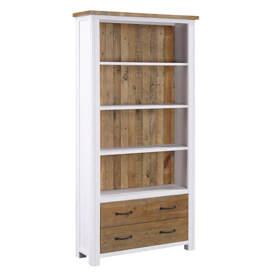 Splash Wooden Large Open Bookcase With 3 Drawers In White