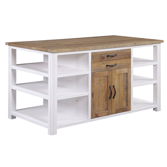 Splash Wooden Kitchen Island With 2 Doors And 2 Drawers In White
