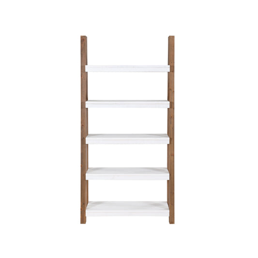Trinity Wooden Open Large Bookcase With 5 Shelves In White And Oak