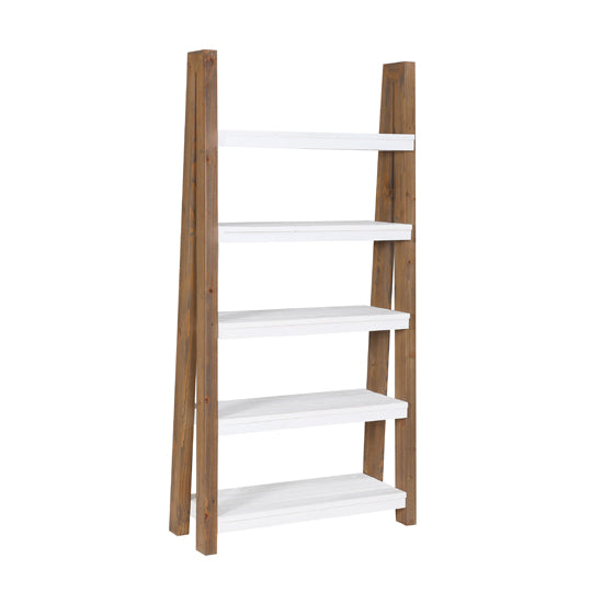 Trinity Wooden Open Large Bookcase With 5 Shelves In White And Oak