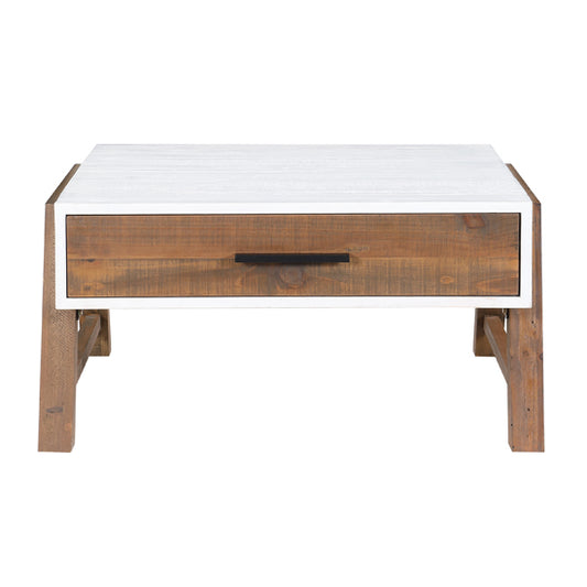 Trinity Wooden Coffee Table With 1 Drawer In White And Oak