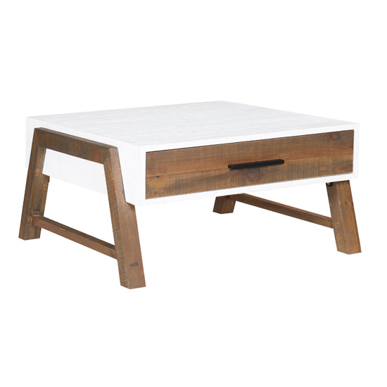 Trinity Wooden Coffee Table With 1 Drawer In White And Oak