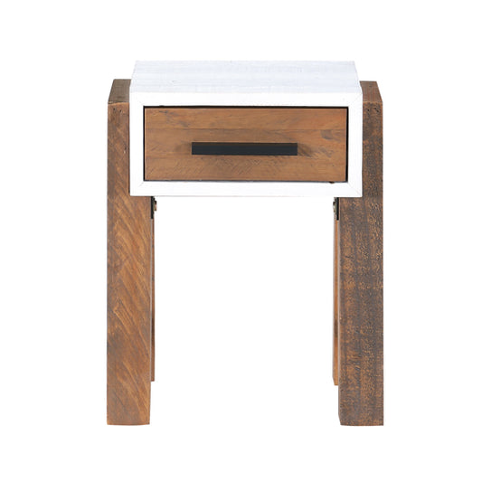 Trinity Wooden Side Table With 1 Drawer In White And Oak