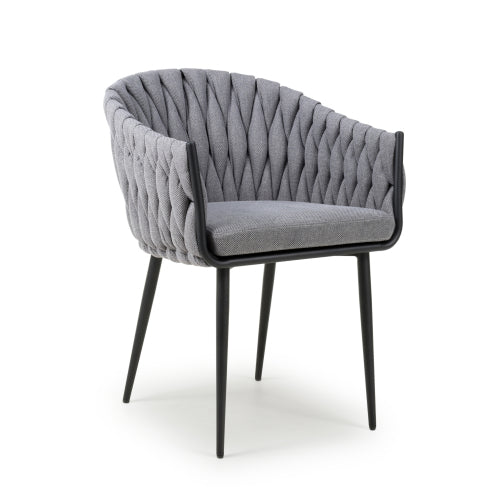 Pandora Braided Fabric Dining Chair In Grey
