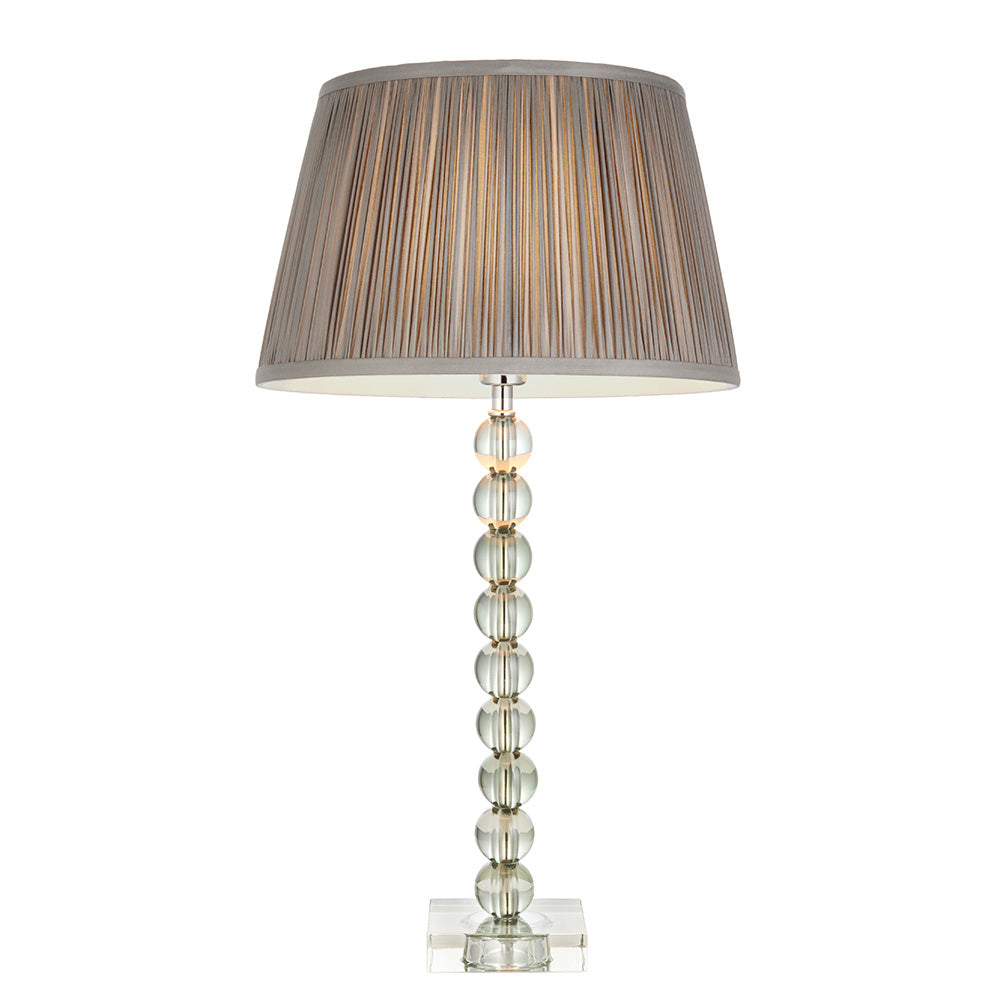 Freya Charcoal Fabric Shade Table Lamp With Adelie Grey Green Glass Base