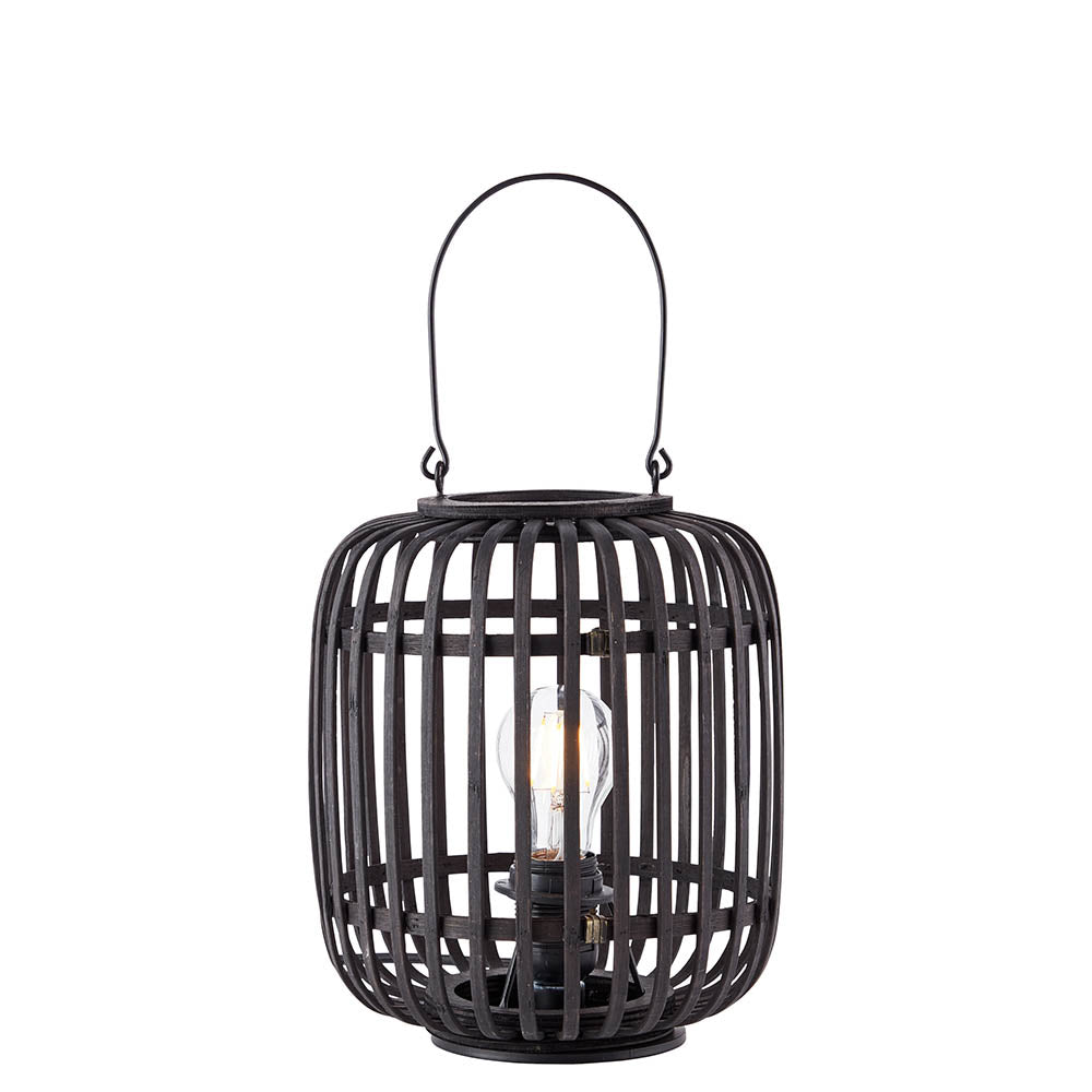 Mathias Table Lamp In Dark Stained Bamboo Open Framework