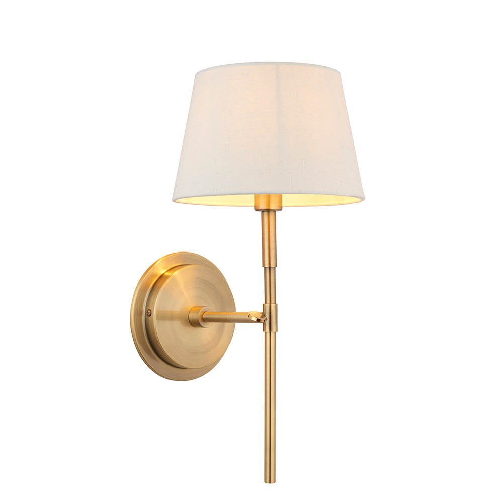 Rennes 8 Inch Ivory Tapered Shade Wall Light With Cici Antique Brass Metal Base