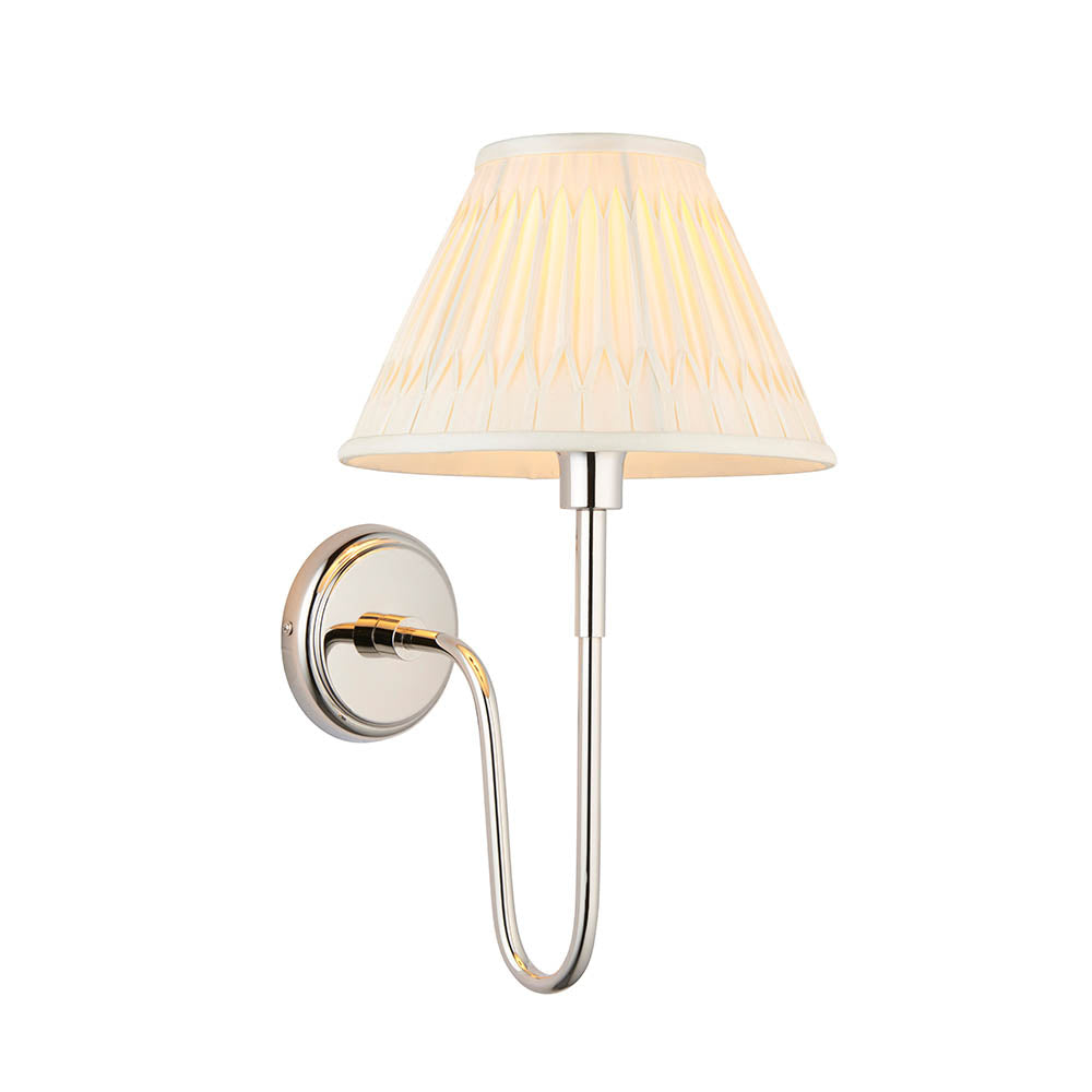 Rouen 10 Inch Ivory Silk Shade Wall Light With Chatsworth Bright Nickel Metal Base