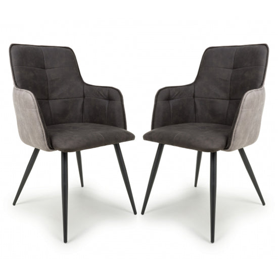 Orion Dark Grey Suede Effect Dining Chairs In Pair