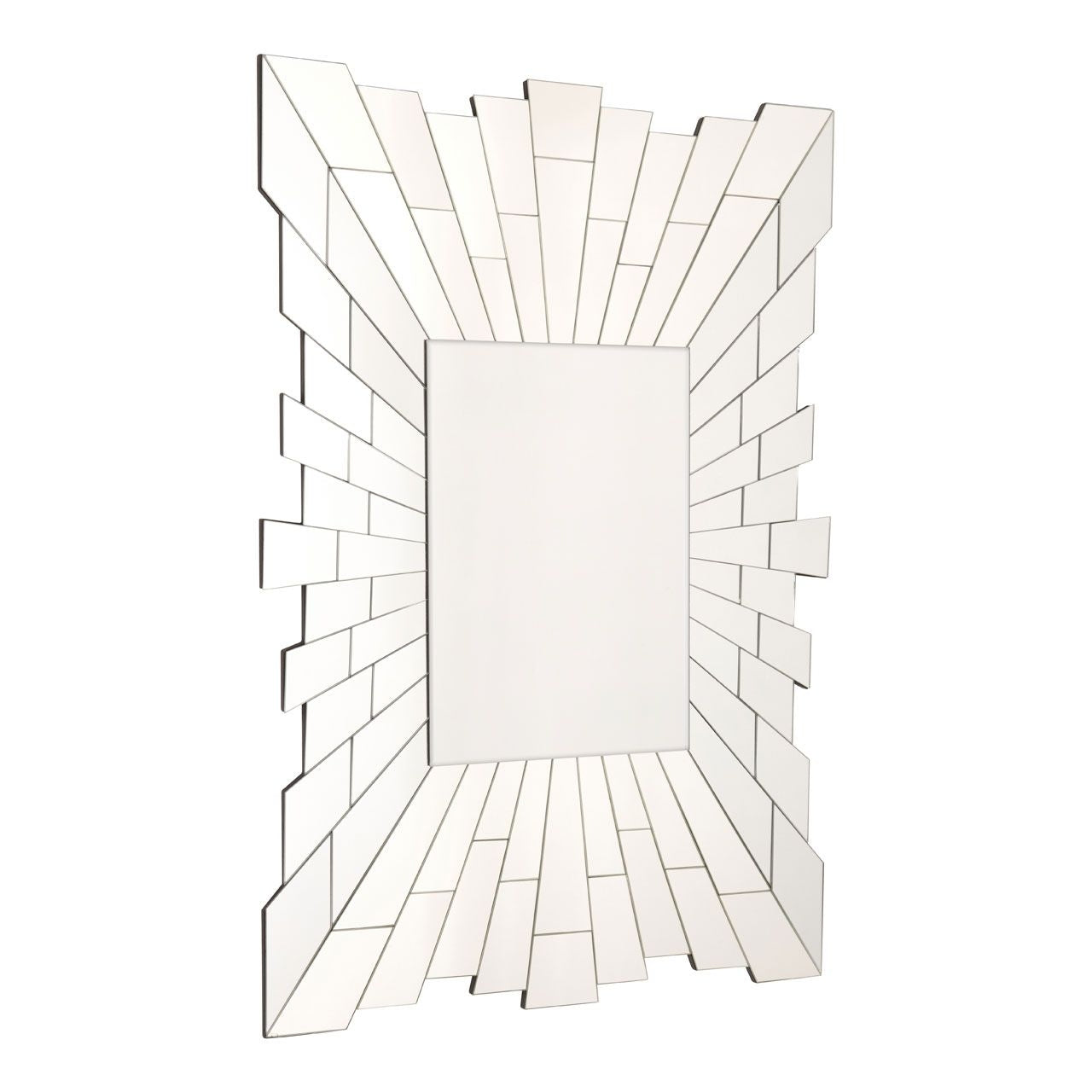 Glitzy Rectangular Wall Bedroom Mirror In Silver