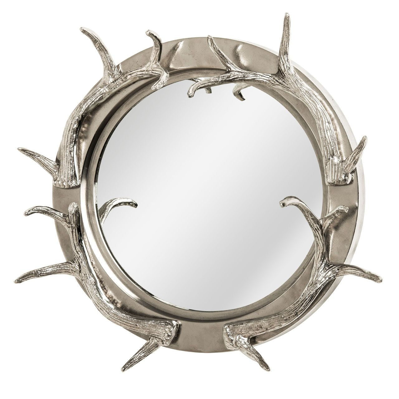Antler Striking Design Wall Bedroom Mirror In Nickel Frame