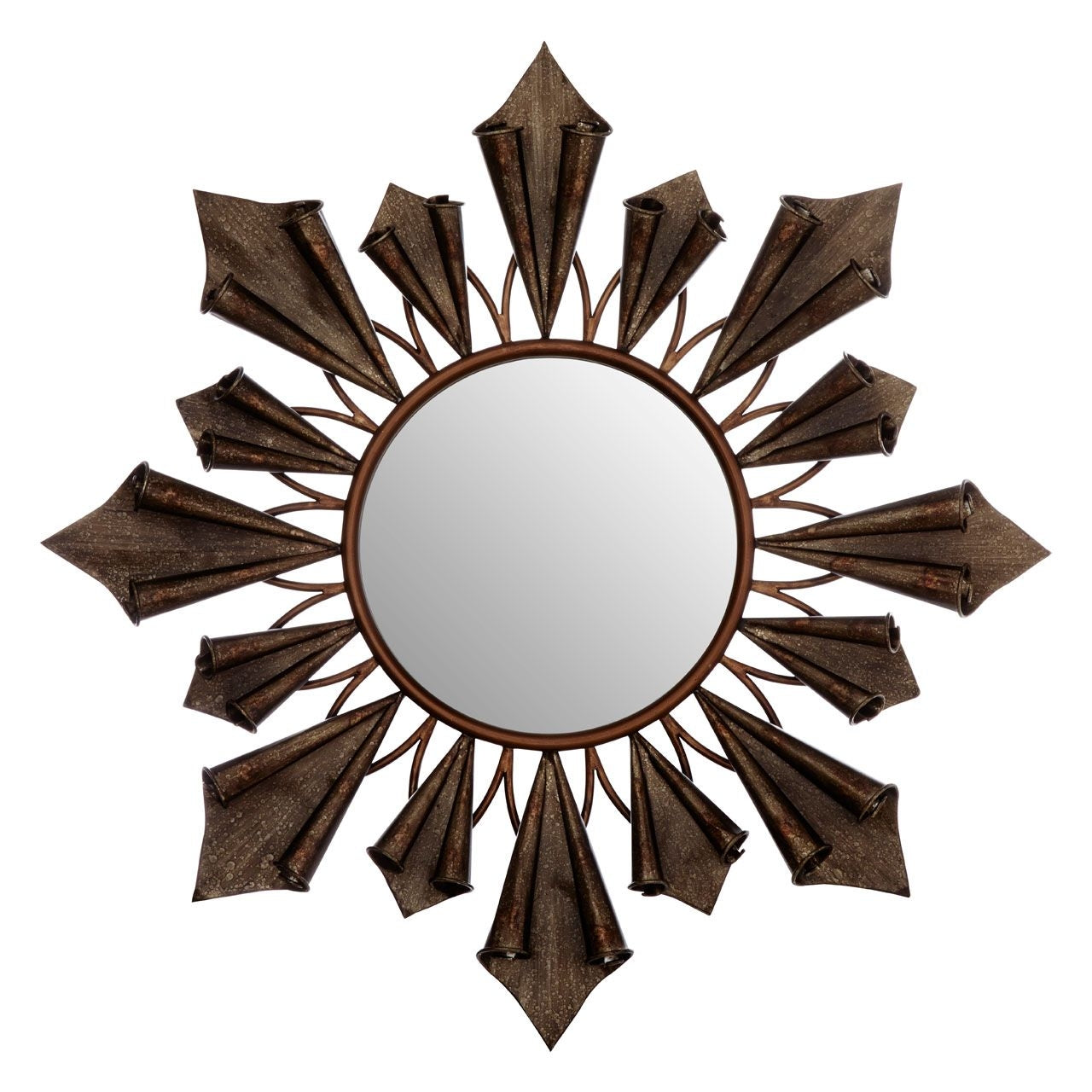 Verona Wall Bedroom Mirror In Antique Gold Sunburst Frame