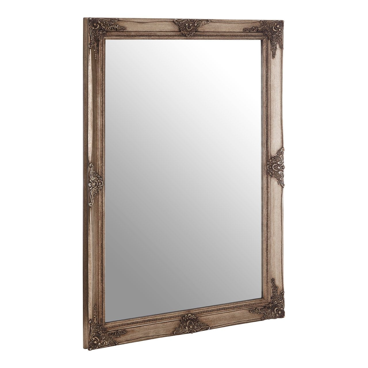Baroque Rectangular Wall Bedroom Mirror In Gold Vintage Wooden Frame