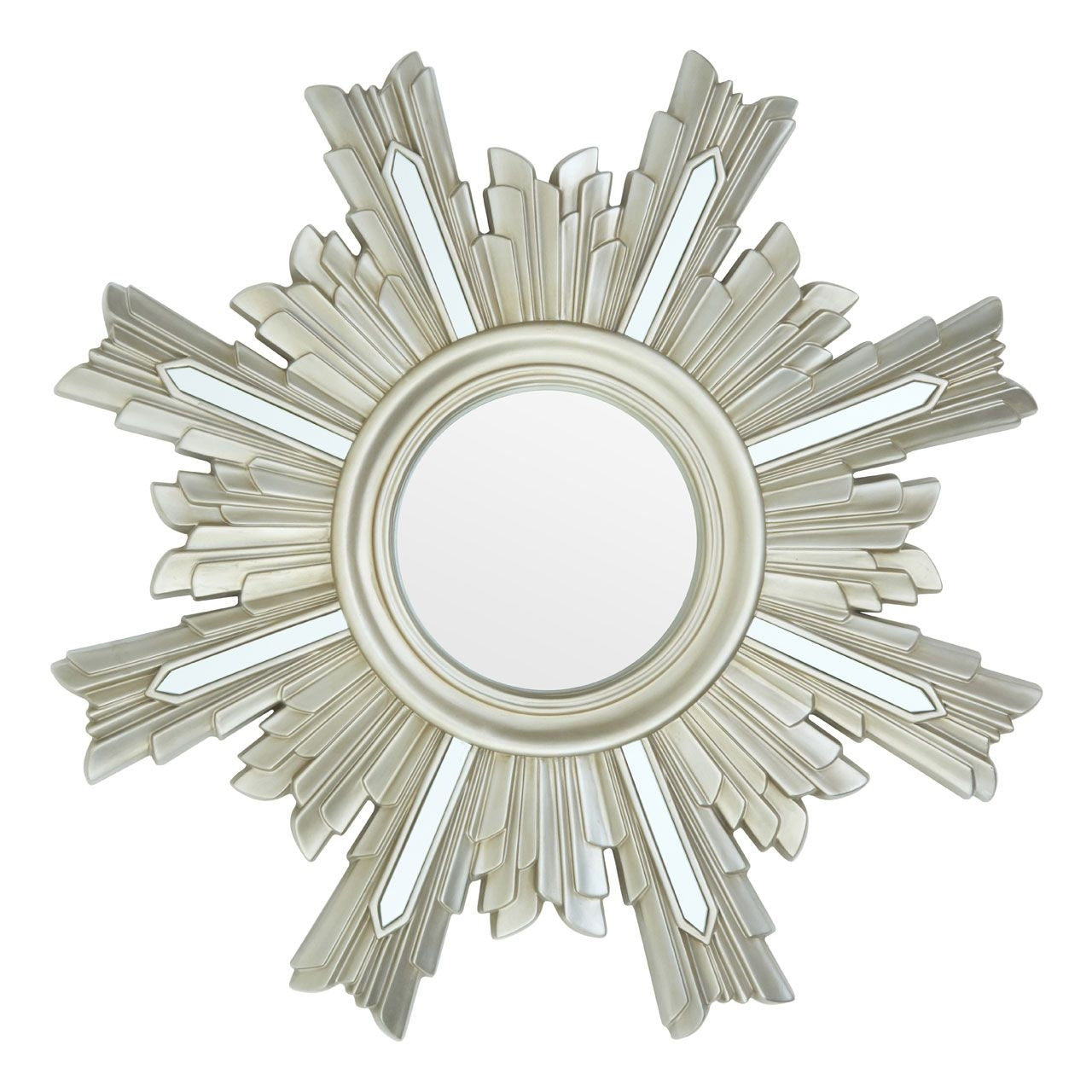 Sevan Art Deco Wall Bedroom Mirror In Silver Frame