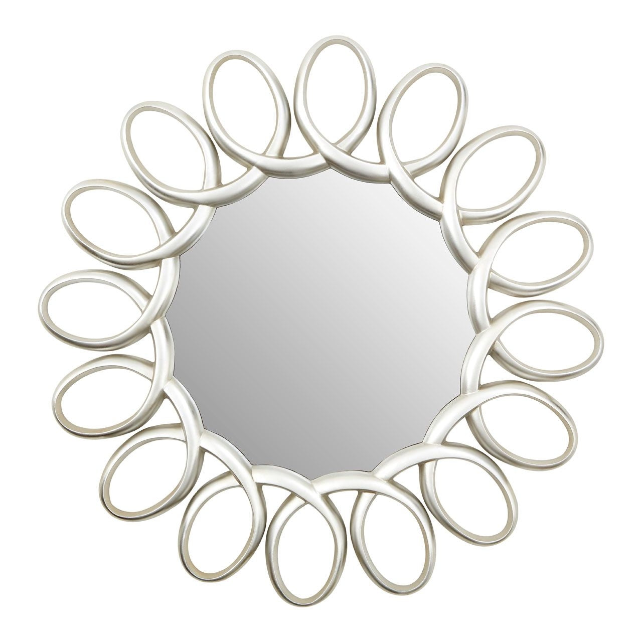 Sabatino Wall Bedroom Mirror In Silver Pewter Floral Design Frame