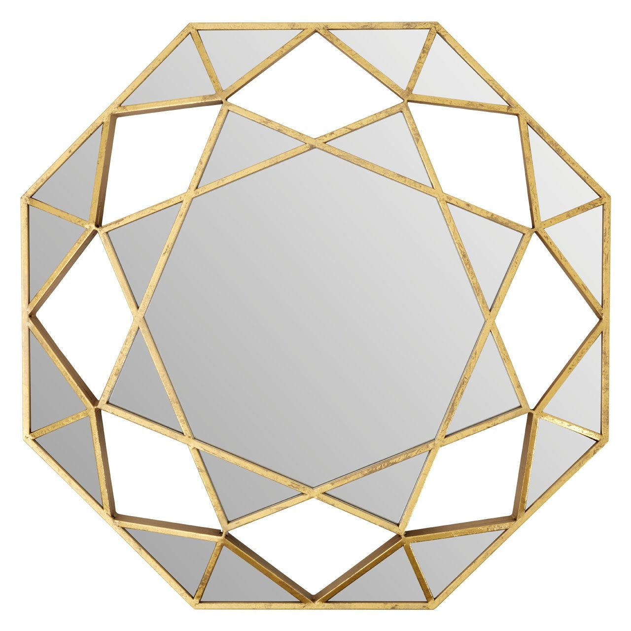 Marcia Octagonal Faceted Wall Bedroom Mirror In Gold