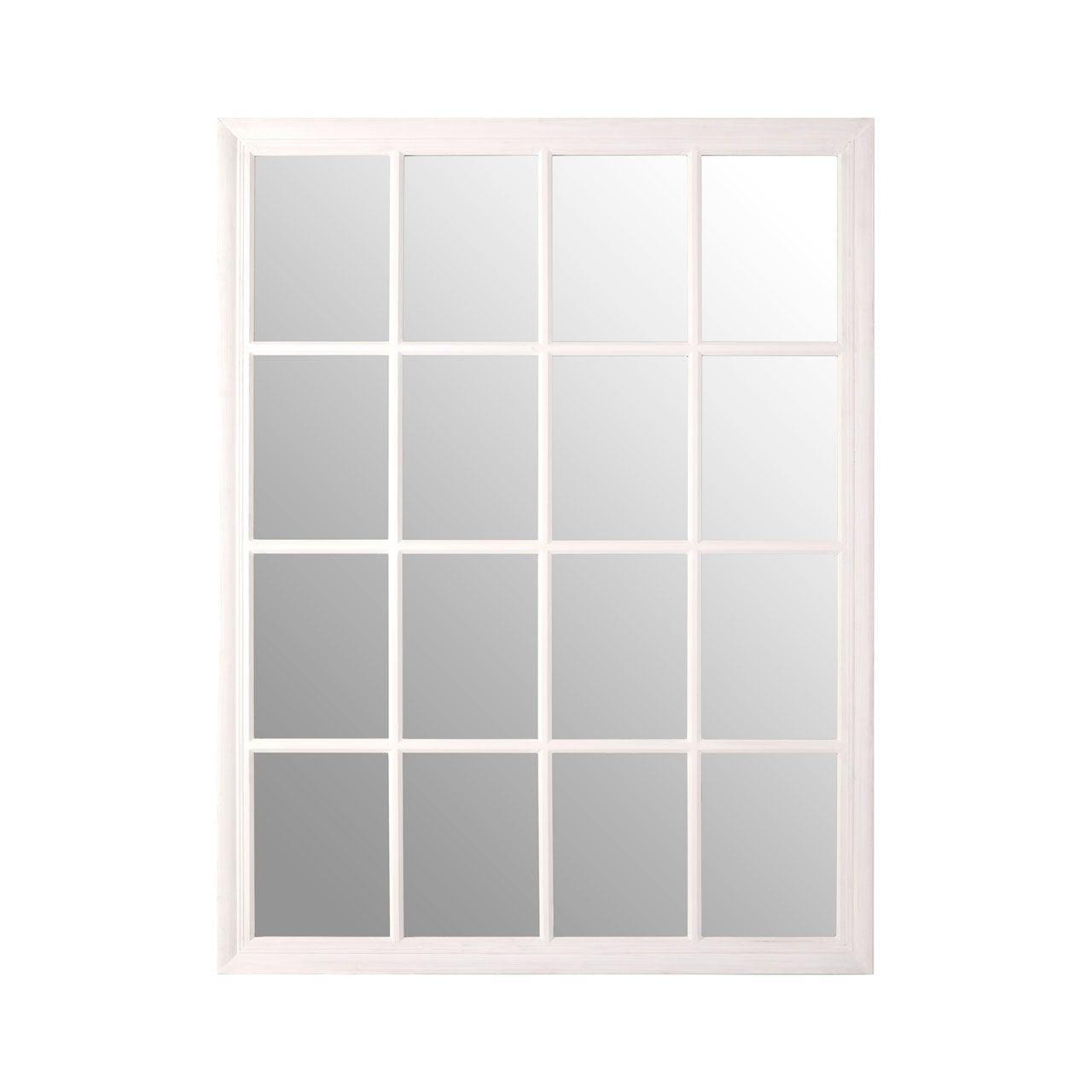 Acrotin Flat Wooden Frame Wall Bedroom Mirror In Antique White