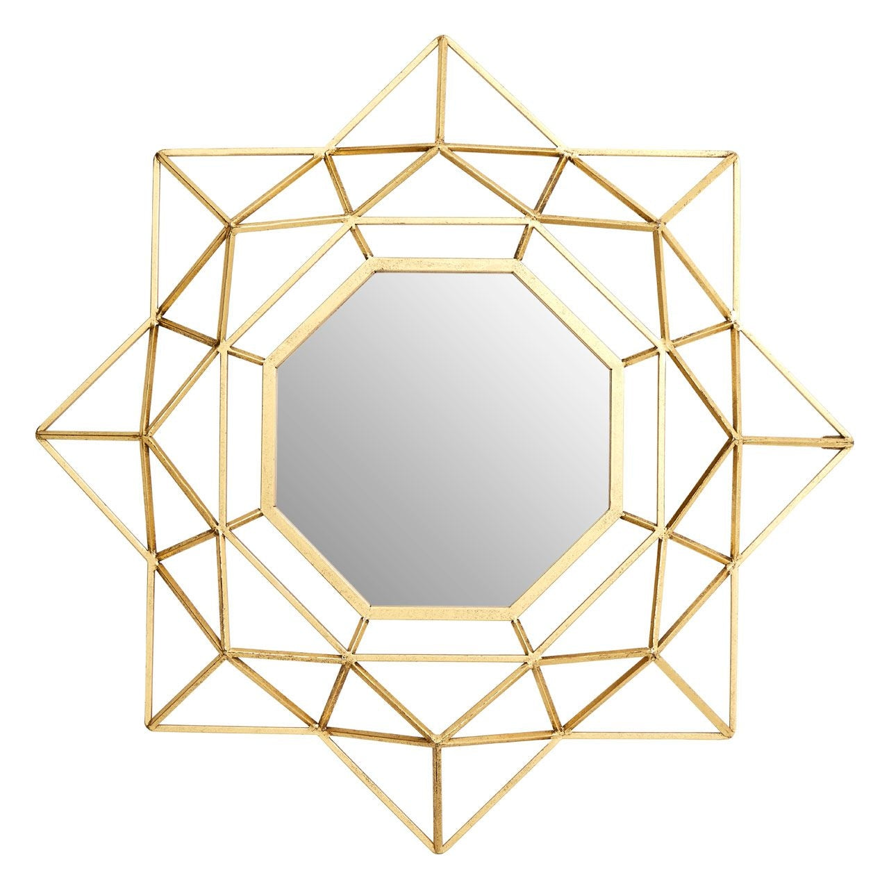 Farran Geometric Design Wall Bedroom Mirror In Champagne