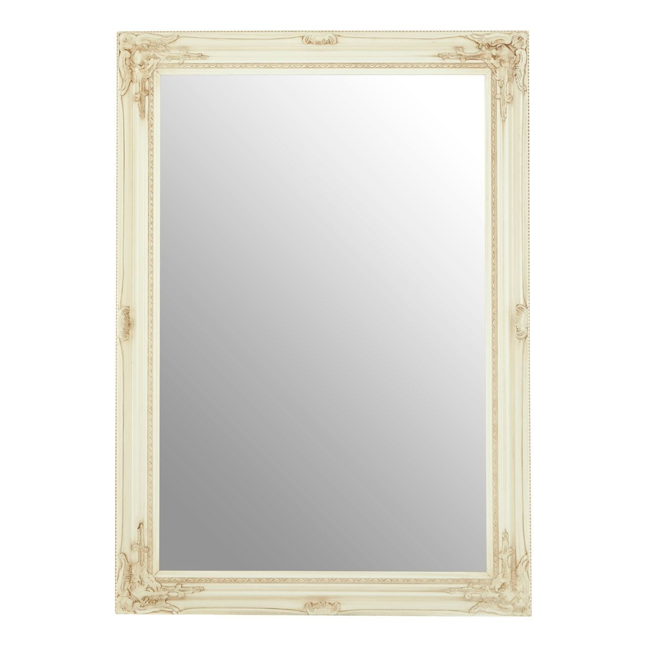 Zelma Wall Bedroom Mirror In Bone White Wooden Frame