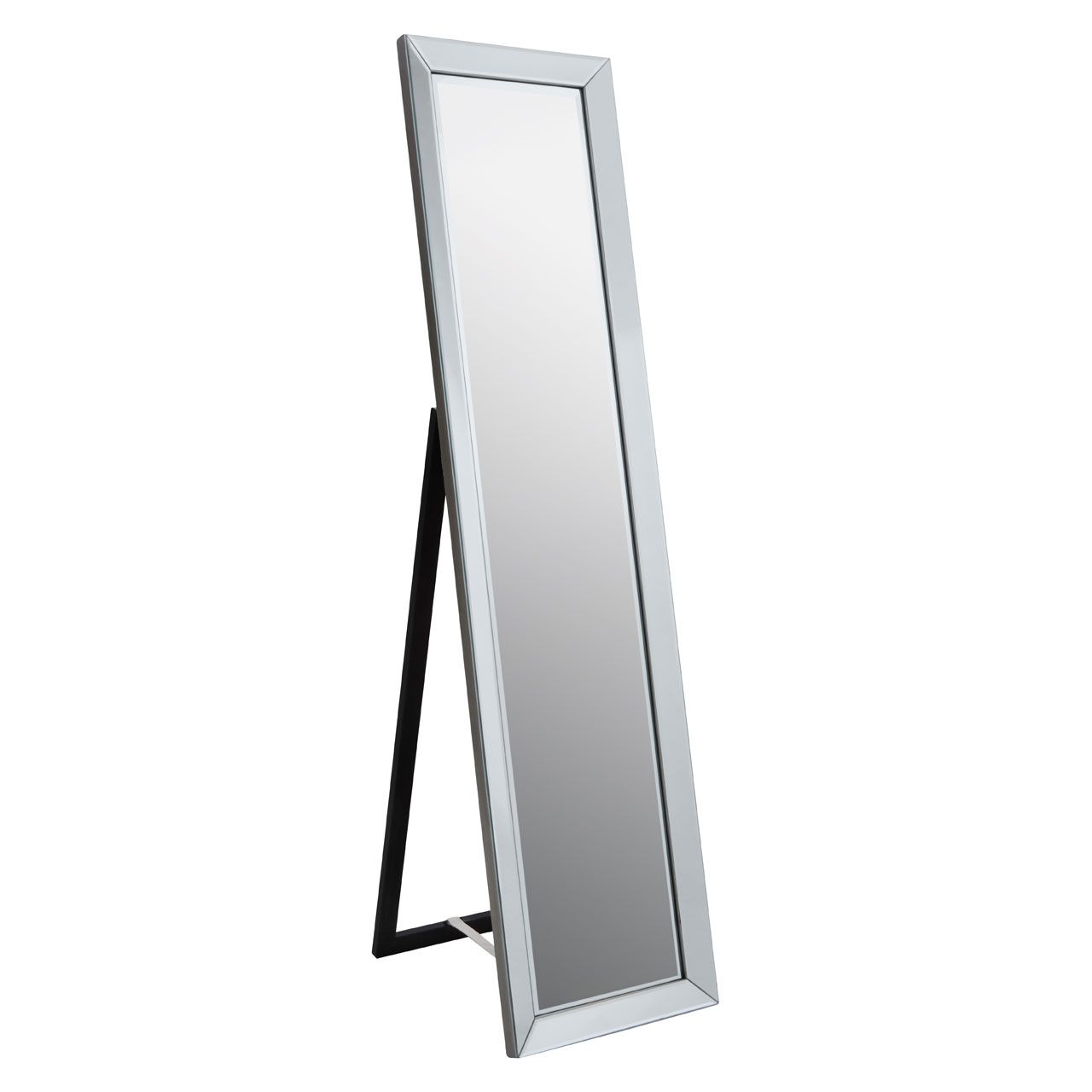 Holmes Floor Mirror In Silver Frame