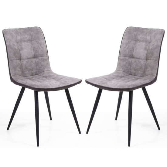 Rodeo Light Grey Suede Effect Dining Chairs In Pair