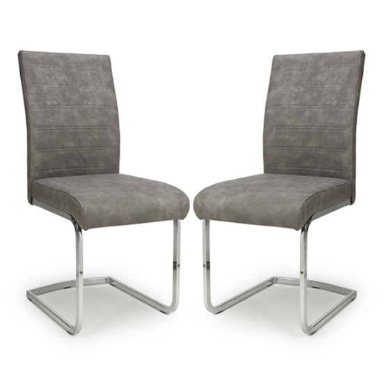 Callisto Light Grey Suede Effect Dining Chairs In Pair