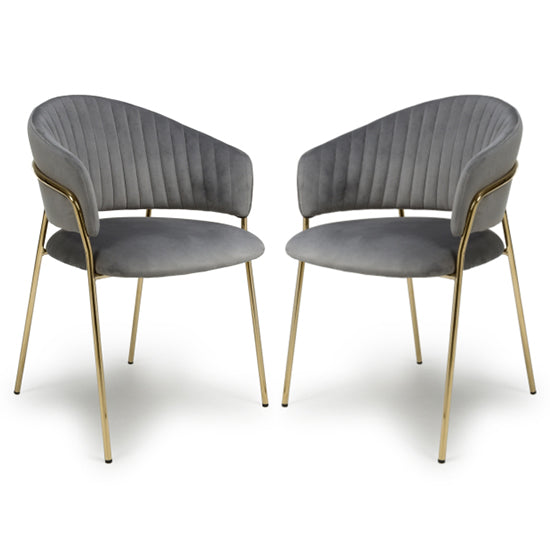 Maya Grey Brushed Velvet Dining Chairs In Pair