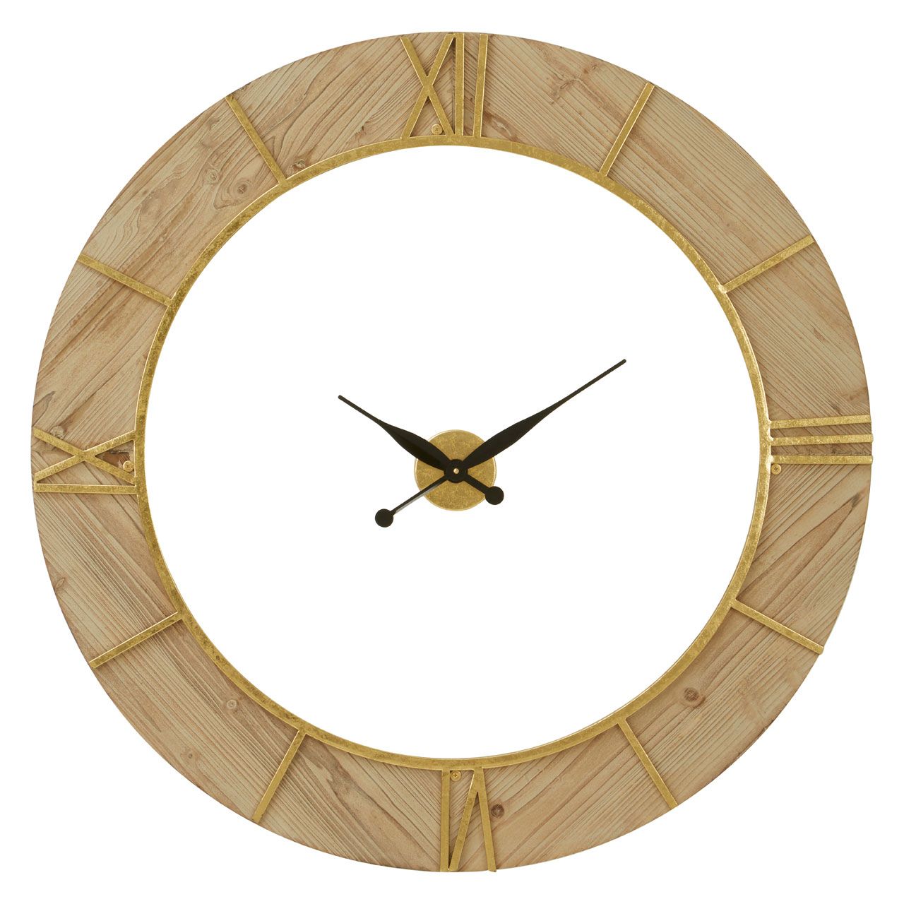 Yaxi Round Wooden Wall Clock In Natural And White