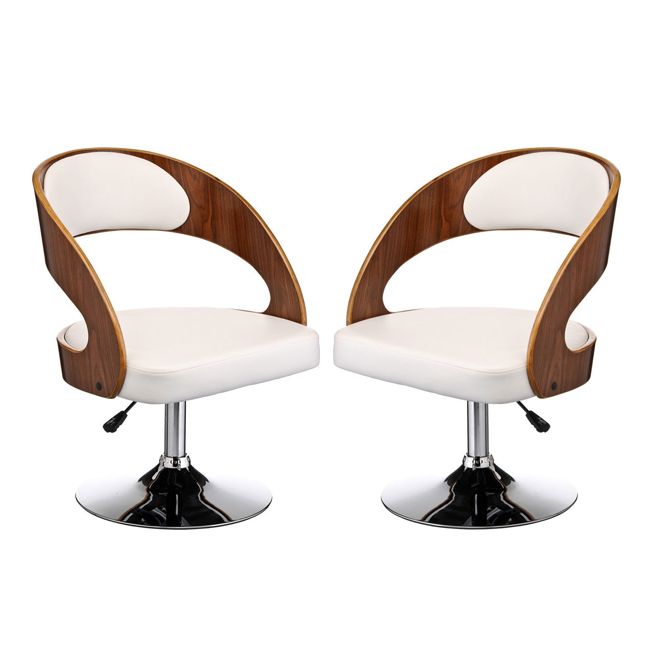 Bohena White Faux Leather Bar Chairs With Arms In Pair