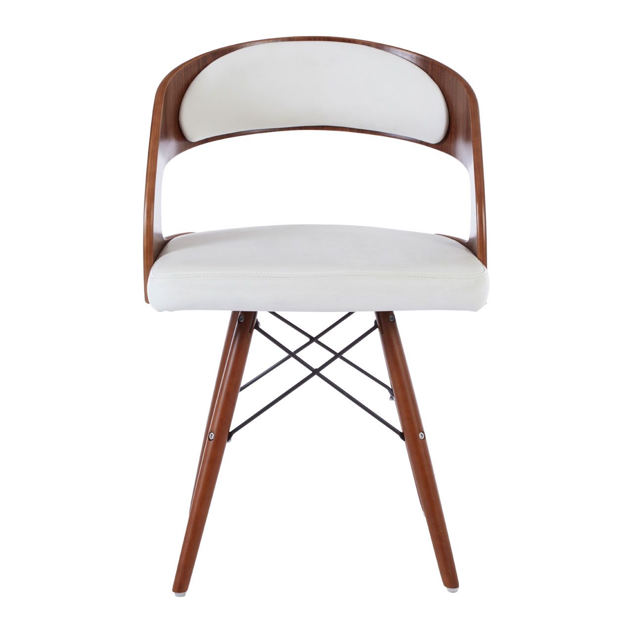 Treko White Faux Leather Bedroom Chair With Walnut Wooden Legs