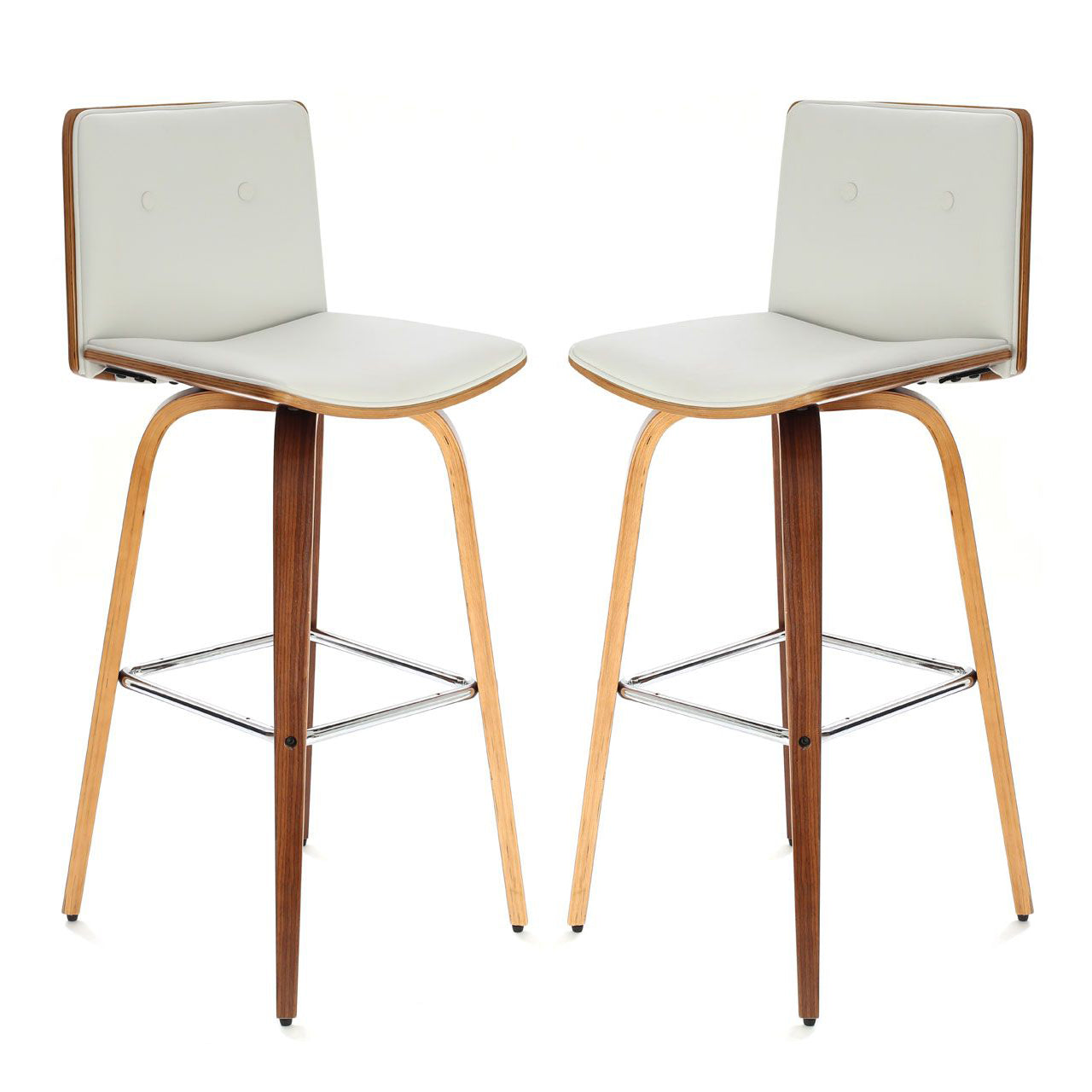 Bohena White Faux Leather Bar Stools In Pair