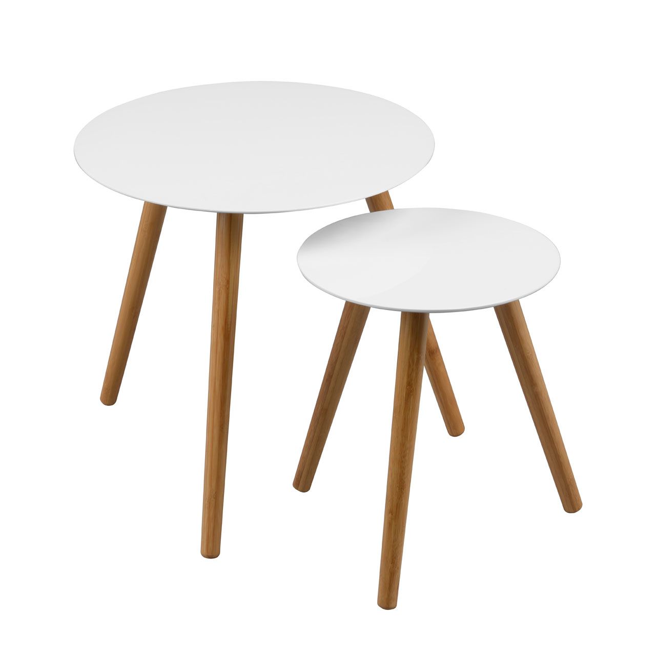 Nostra Round Wooden Nesti Of 2 Tables In White High Gloss