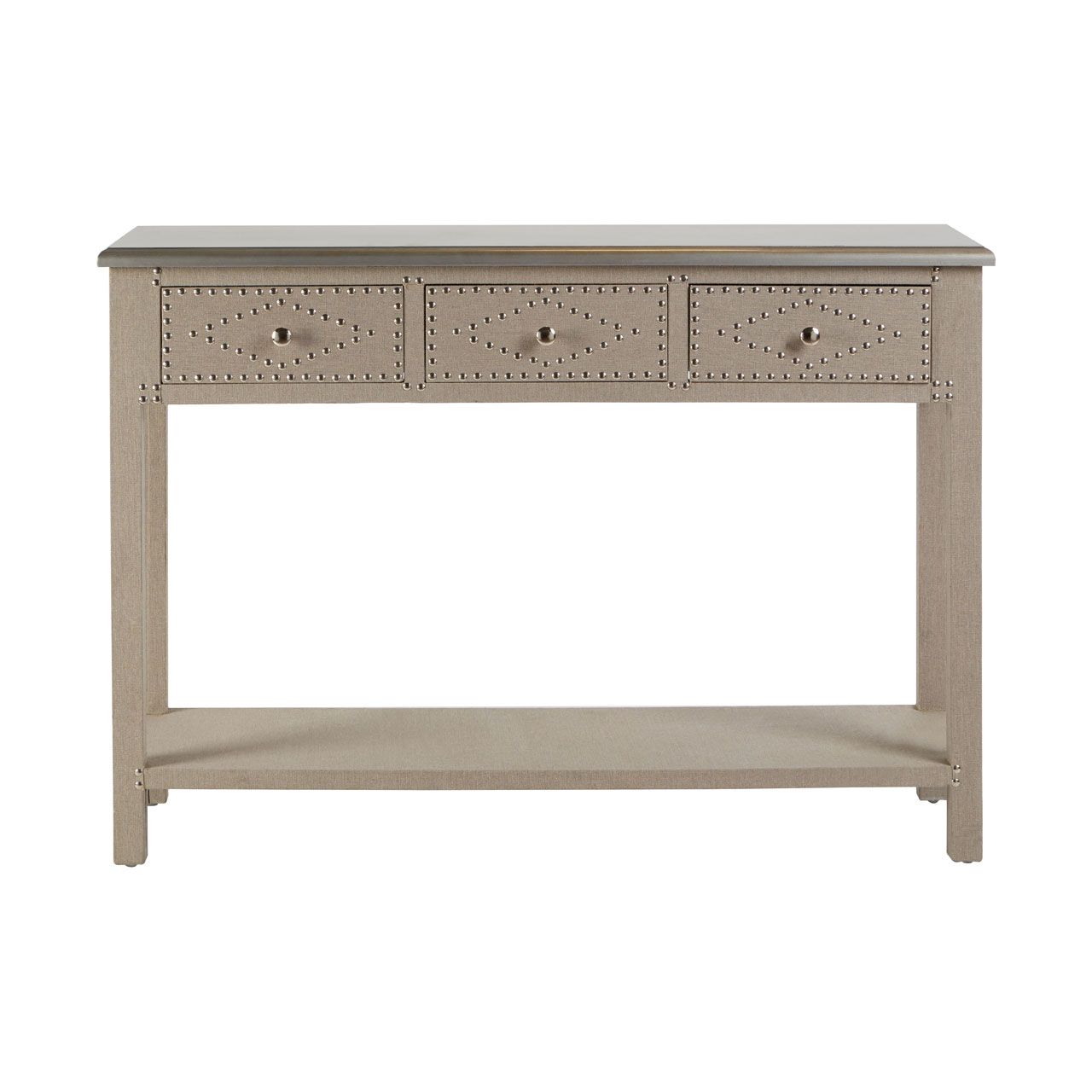Manhattan Wooden Console Table In Natural With 3 Drawers