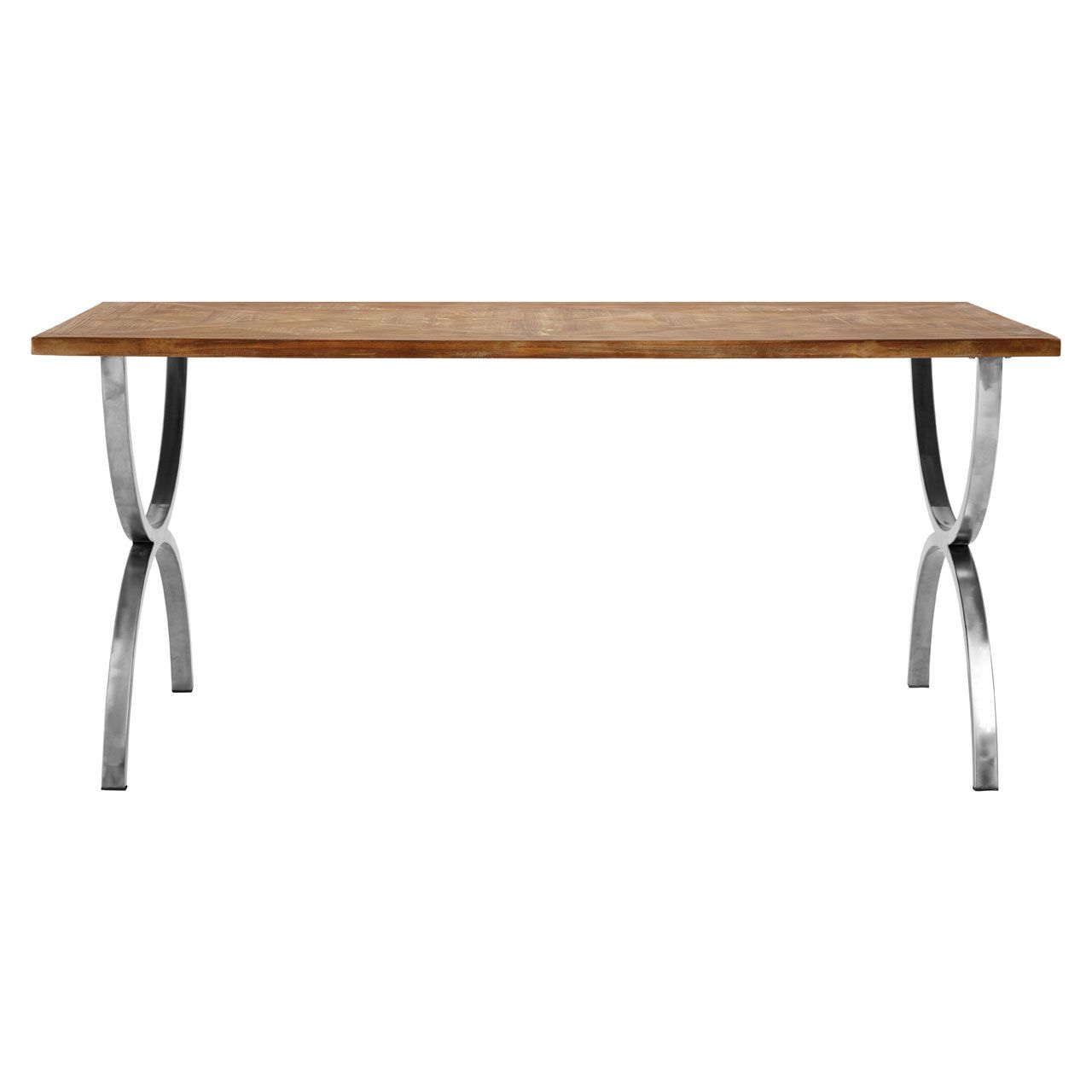 Greenwich Wooden Dining Table In Natural With Stainless Steel Legs