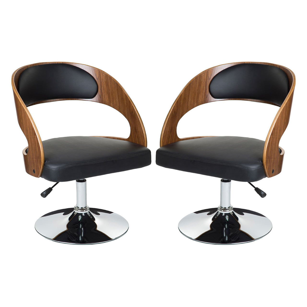 Bohena Black Faux Leather Bar Chairs With Arms In Pair