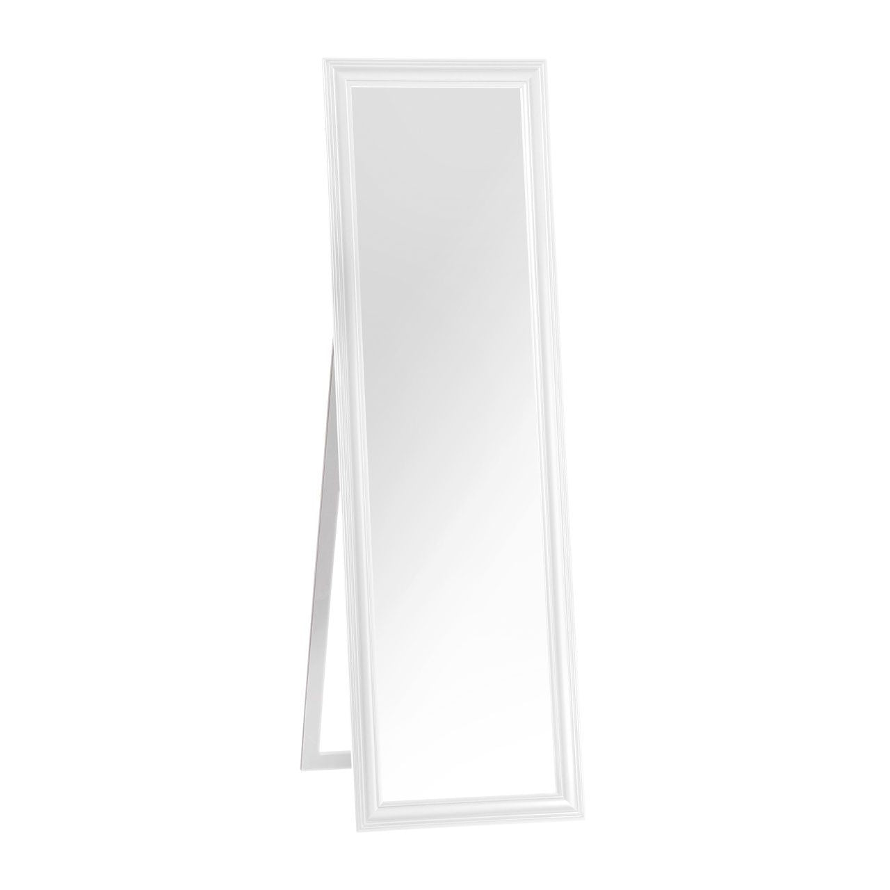 Urban Floor Standing Cheval Mirror In White Wooden Frame