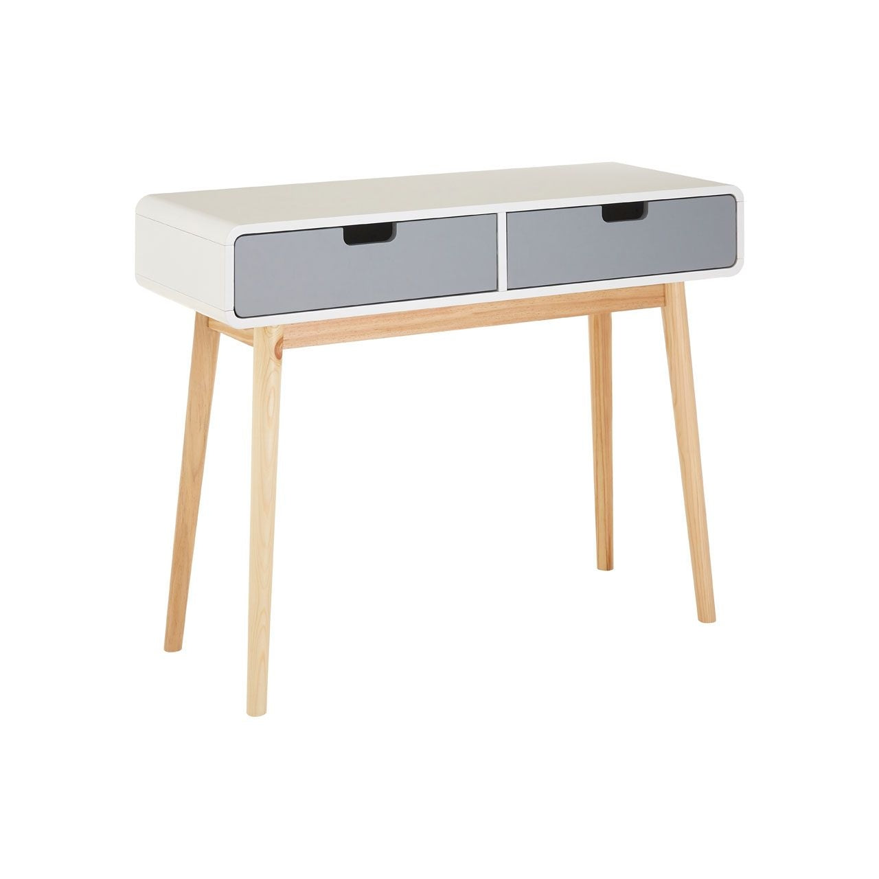 Milo Wooden Console Table With 2 Drawers In White And Grey