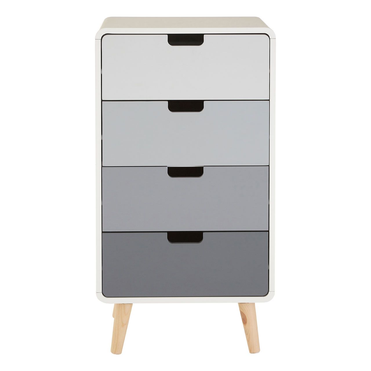 Milo Wooden Chest Of 4 Drawers In In White And Grey