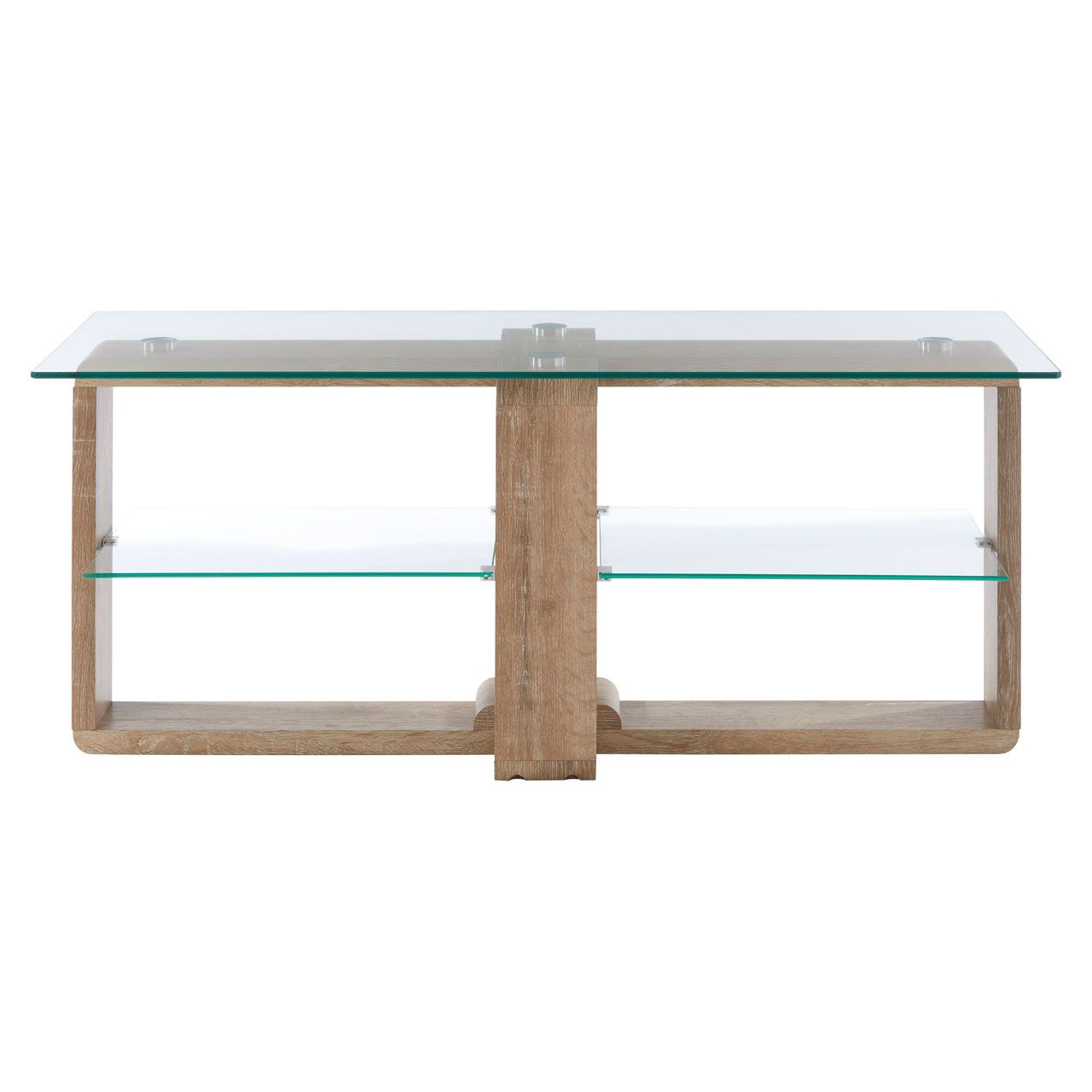 Barton Clear Glass Top TV Stand With Glass Shelf